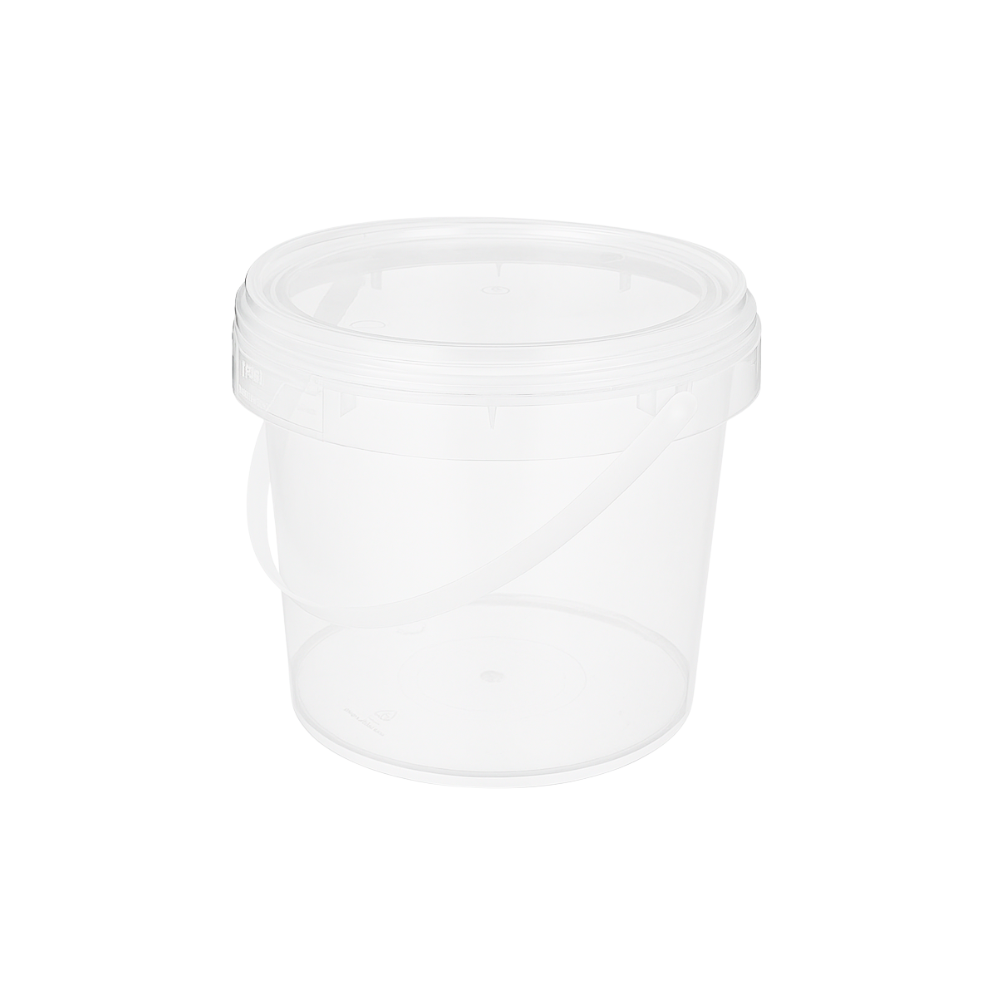 50oz PP Clear Dessert Food Storage Round Bucket W/ Lid & Handle
