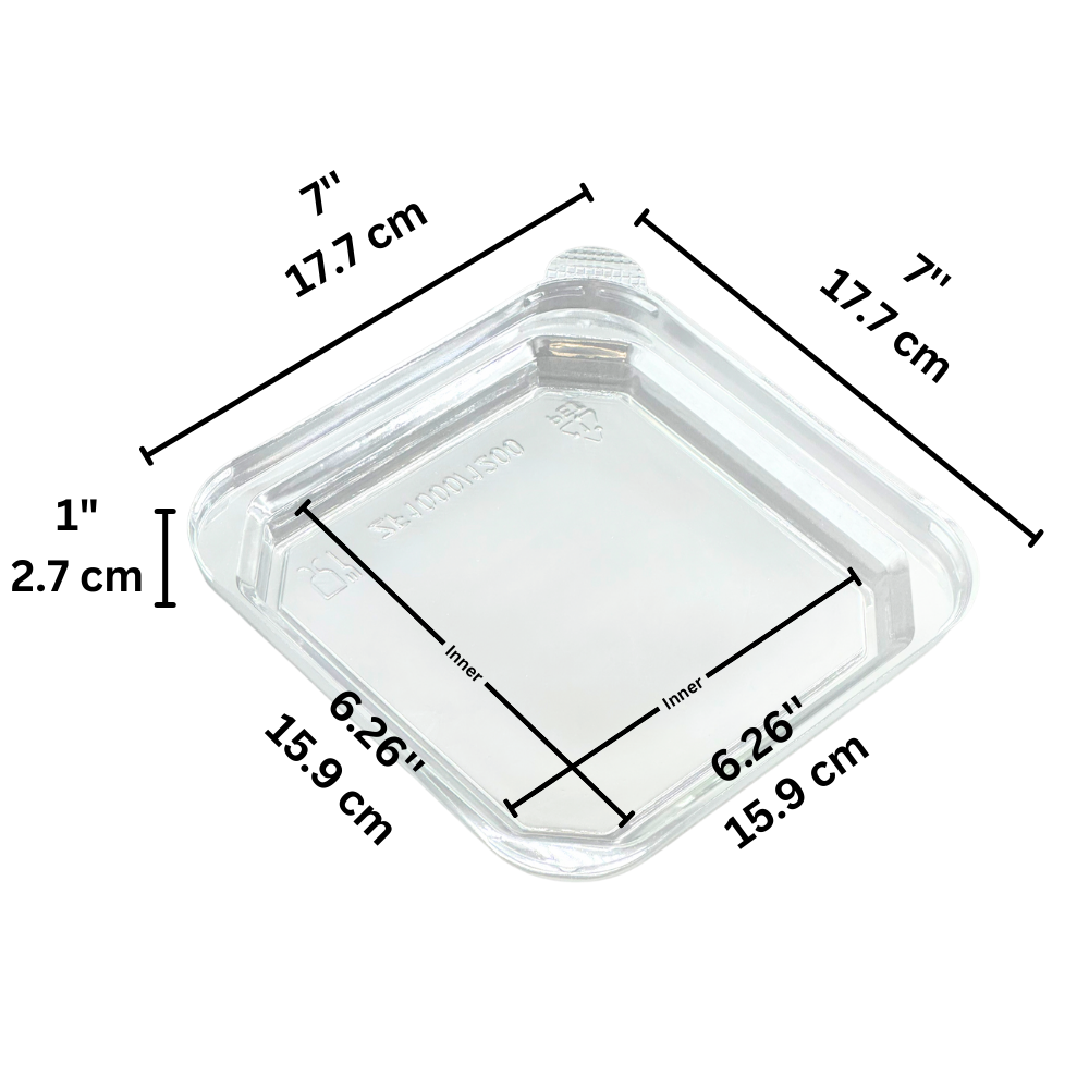 159x159mm AFP Anti-Fog Clear Square PET Lid | Fit 1000S/1200S Container (Lid Only) - size