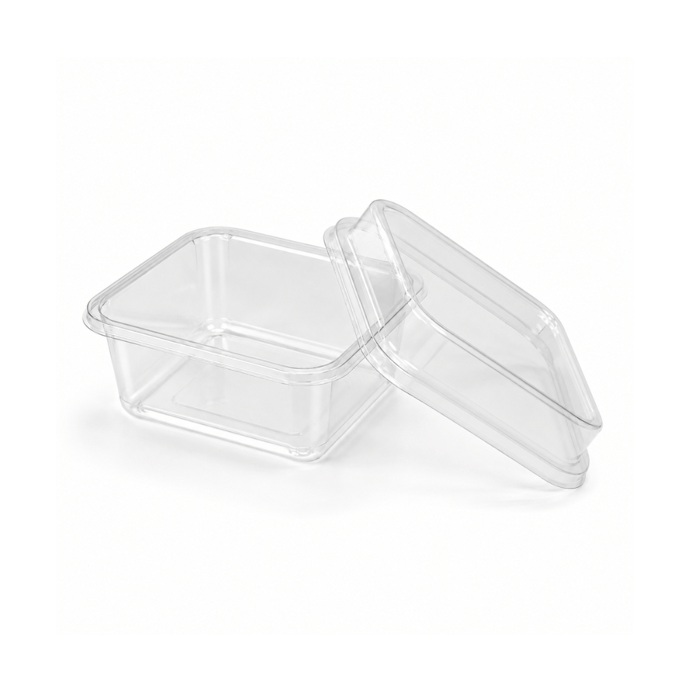 15oz Clear PET Rectangular Mousse Cake Box W/ Snap-lock Lid (50 Pcs/Case)