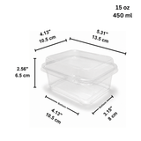 15oz Clear PET Rectangular Mousse Cake Box W/ Snap-lock Lid (50 Pcs/Case)