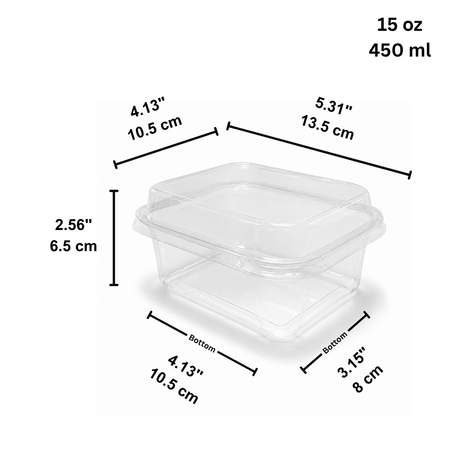 15oz Clear PET Rectangular Mousse Cake Box W/ Snap-lock Lid (50 Pcs/Case)