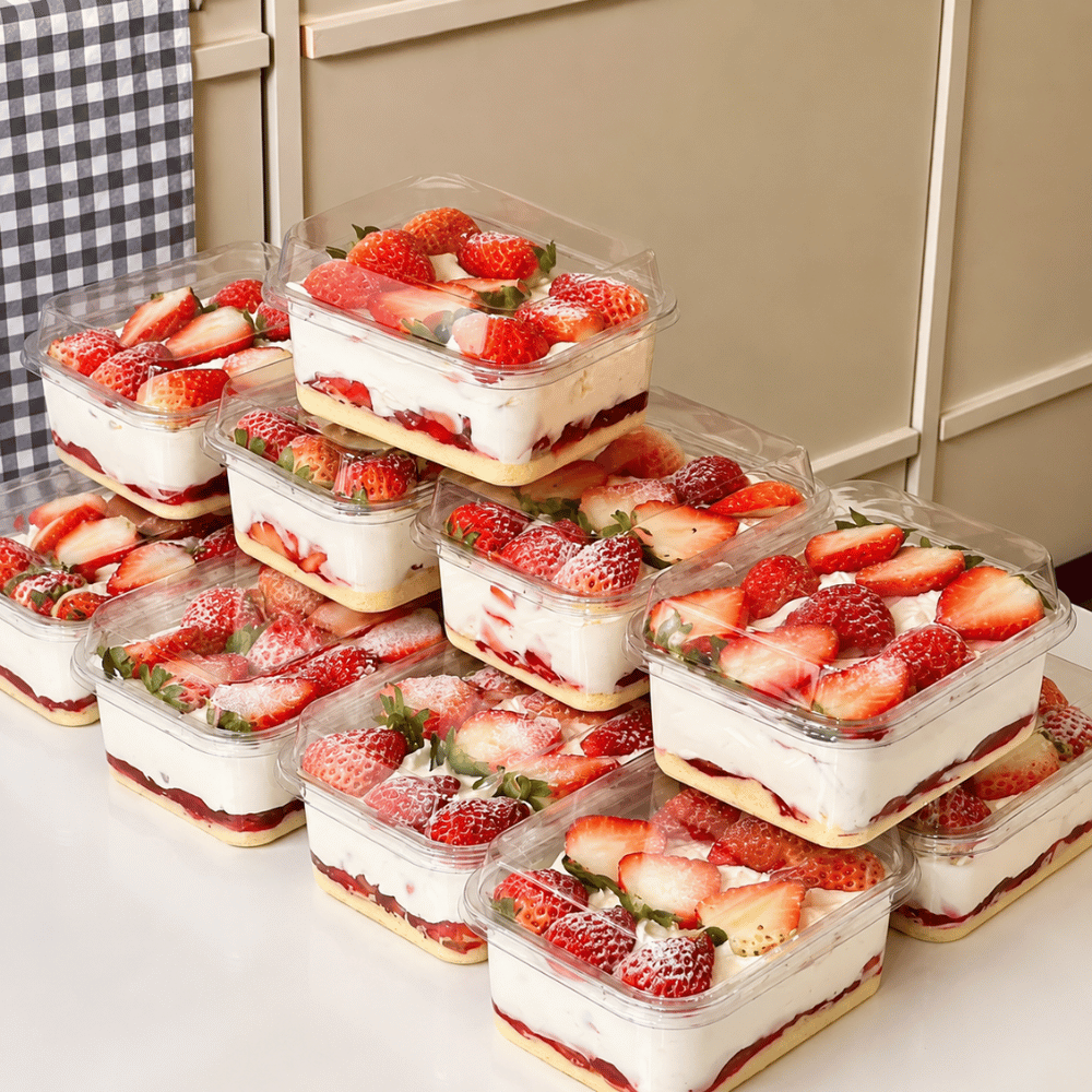 15oz Clear PET Rectangular Mousse Cake Box W/ Snap-lock Lid (50 Pcs/Case)