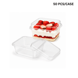 15oz Clear PET Rectangular Mousse Cake Box W/ Snap-lock Lid (50 Pcs/Case)