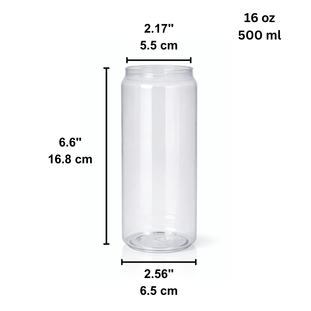 16oz Can-Shaped Clear PET Cup | 55mm Top (Base Only) - size