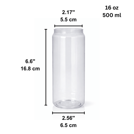  16oz Can-Shaped Clear PET Cup | 55mm Top (Base Only) - size