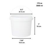 170oz PP White Dessert Food Storage Round Bucket W/ Lid & Handle-size