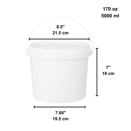 170oz PP White Dessert Food Storage Round Bucket W/ Lid & Handle-size