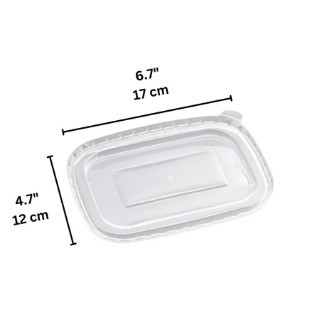 170x120mm Clear Rectangular PP Lid | Fit R-580B/750B/1000B Container (Lid Only) - size