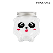 17oz Panda-Shaped Clear PET Cup W/ Foil Lid - 50 pcs