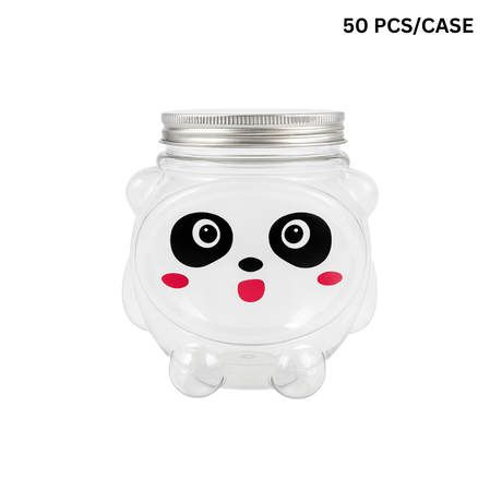 17oz Panda-Shaped Clear PET Cup W/ Foil Lid - 50 pcs