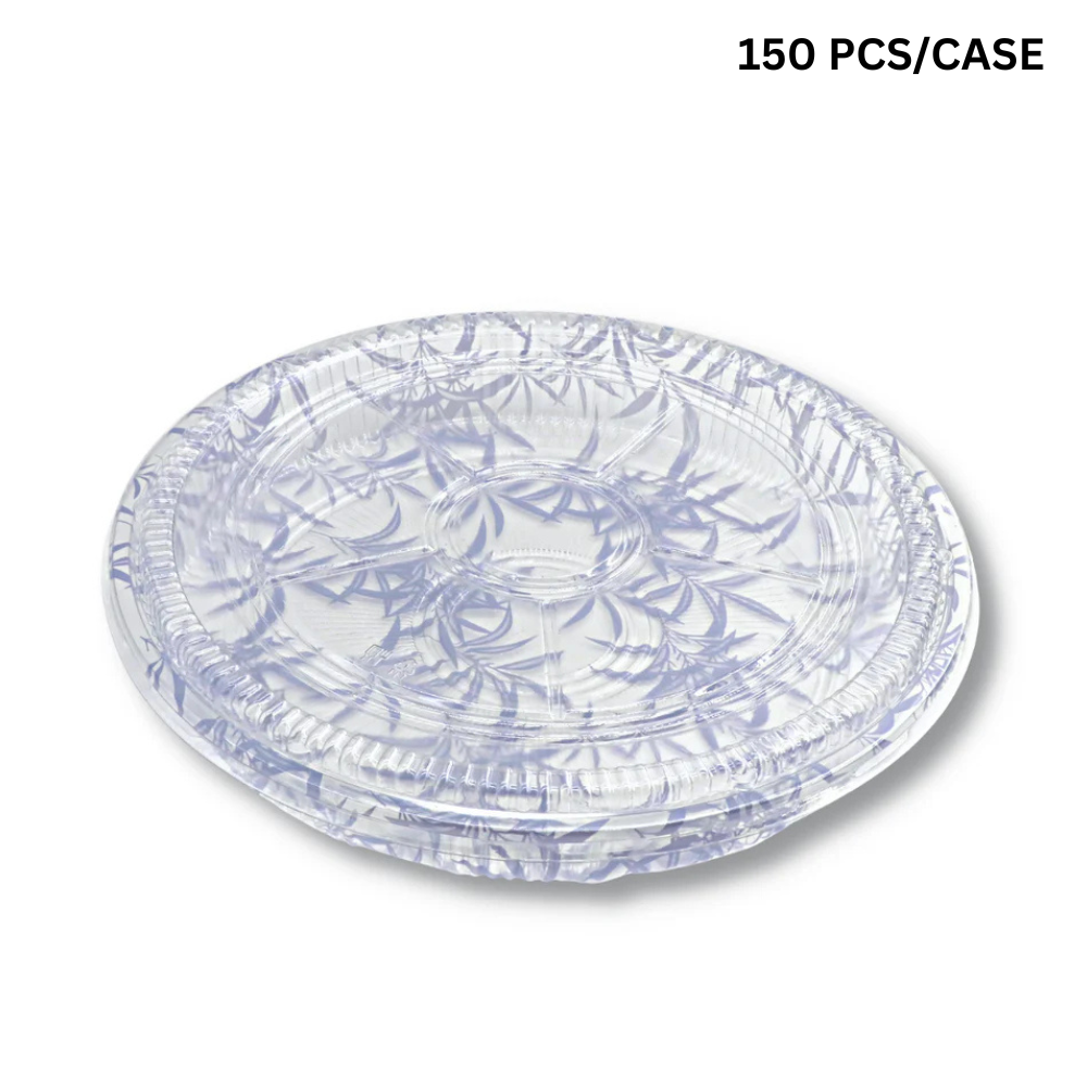 #64 PET | 14" Blue Maple Pattern Sushi Party Tray W/ Lid