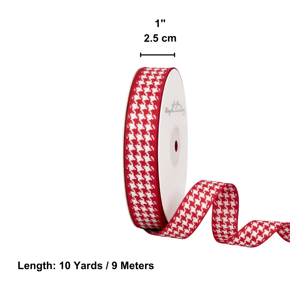 1" Red Checker Ribbon | 10 Yards - size