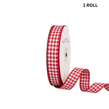 1" Red Houndstooth Checker Ribbon | 10 Yards - 1 roll