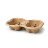 2-Cup Disposable Drink Holders, Biodegradable Paper Pulp Stackable To-Go Trays, Durable Coffee Cup Carrier for Food Delivery Service (21.5x11x4cm)