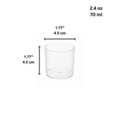 2.4oz Mini Dessert Shooter Cups | Clear Round PS Parfait Cup 70ml - size