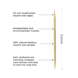 2.5" Individually Wrapped Compostable Bamboo Toothpick - Feature