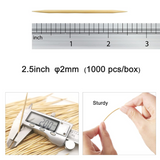 2.5" Individually Wrapped Compostable Bamboo Toothpick - size