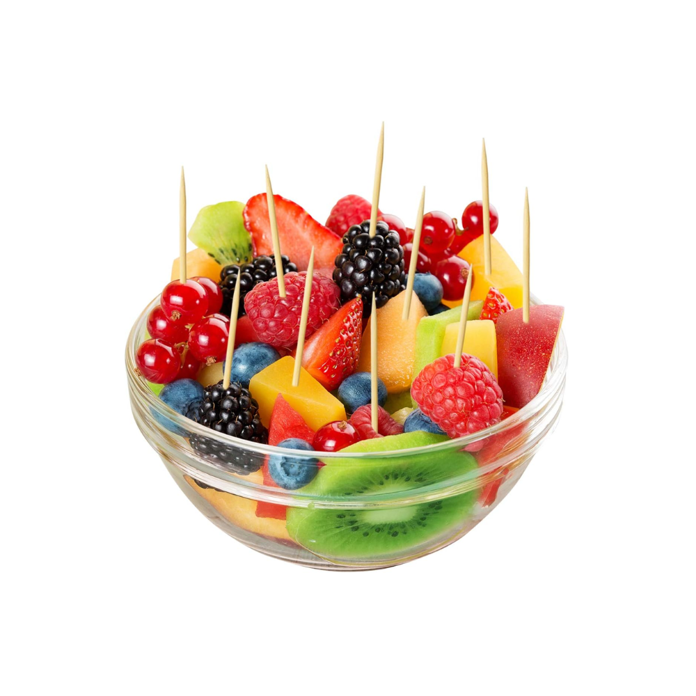 2.5" Individually Wrapped Compostable Bamboo Toothpick - On fruit