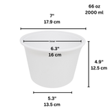 2000P | 66oz Microwaveable PP White Bowl (Base Only) - size