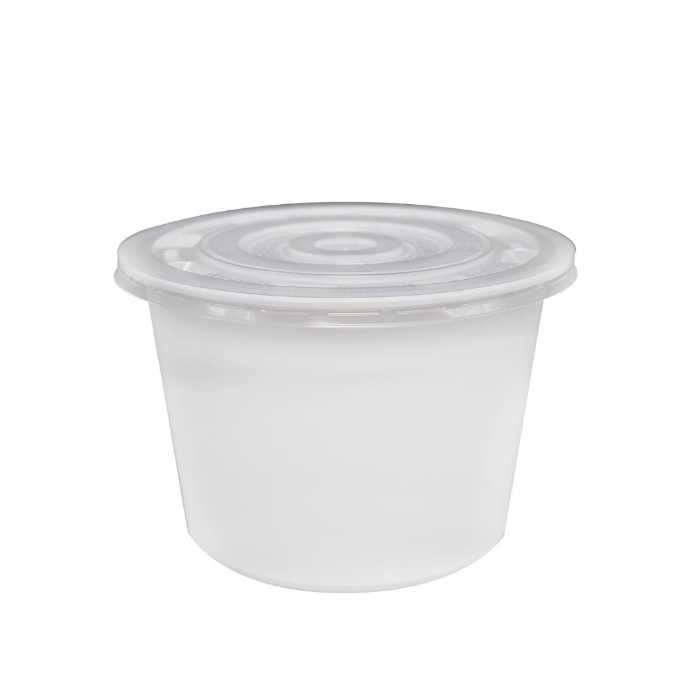 2000P | 66oz Microwaveable PP White Bowl (Base Only) - with lid