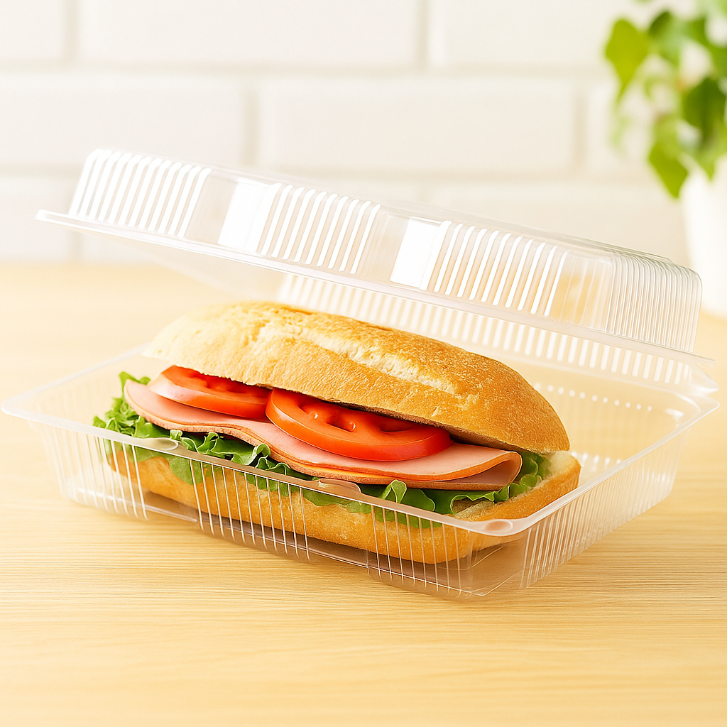J051 | Clear Rectangular Hinged Container | 12.2x8.58x2.95"