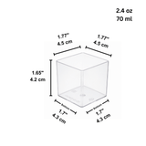 2.4oz Mini Dessert Shooter Cups | Clear Square PS Parfait Cup - size