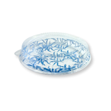 #2201 PET | 10" Blue Maple Pattern Round Sushi Party Tray W/ Lid