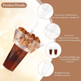 22oz 2-in-1 Clear PP Snack Cup Topper Trays W/ Straw Hole | Fit 90mm Cup - feature