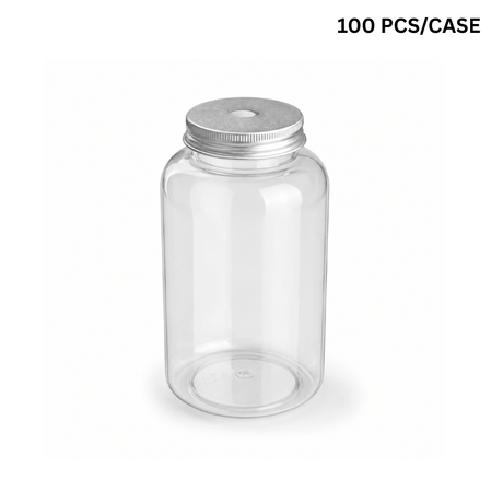 24oz Clear PET Bottle W/ Foil Lid | Milk Tea & Cold Beverage (100 Pcs/Case)