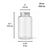 24oz Clear PET Bottle W/ Foil Lid | Milk Tea & Cold Beverage - size