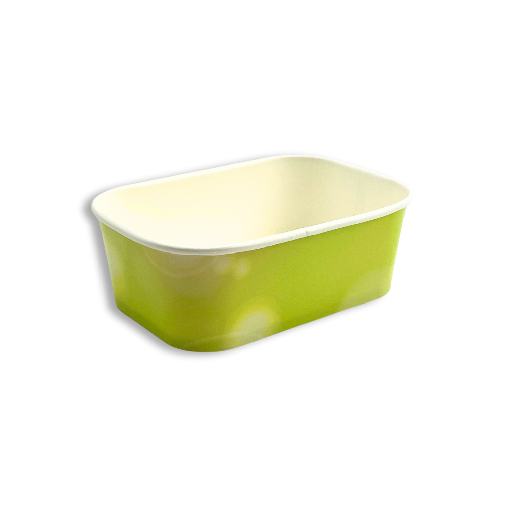 25oz Rectangular Green Paper Baking Box W/ PET Lid | 6.7x4.72x2.95" - 300 Sets