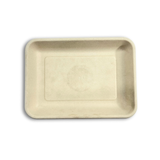 2D Compostable Rectangular Sugarcane Tray | Bagasse Plate | 8.86x6.5x1"-top
