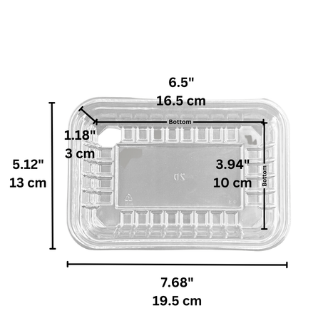 #2D PET Clear Sushi Tray Meat Tray | 7.68x5.12x1.18" - size