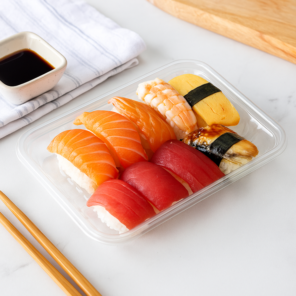 2D_PET_Clear_Sushi_Tray_Meat_Tray_7.68x5.12x1.18 with sushi