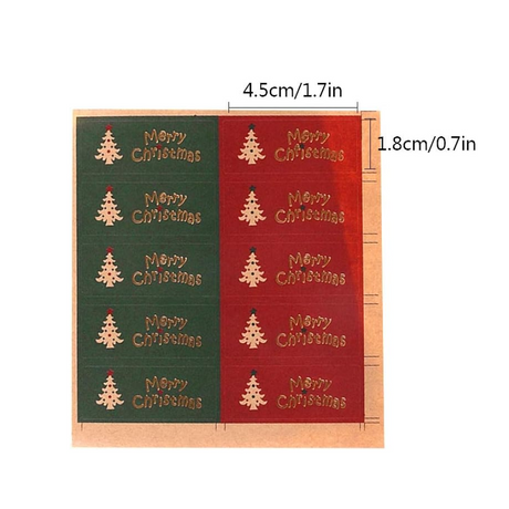 2 Styles Merry Christmas Rectangular Stickers – size