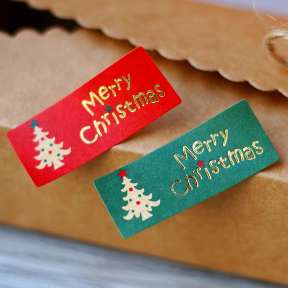 2 Styles Merry Christmas Rectangular Stickers – details