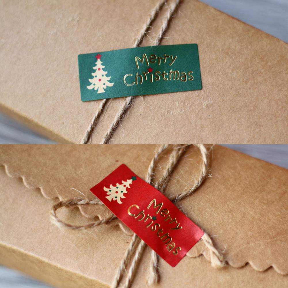 2 Styles Merry Christmas Rectangular Stickers – on the box