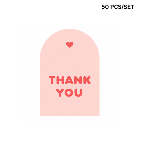 3.54x2.12" Pink Arch "Thank You" Seal Stickers | Decorative Labels - 50 pcs