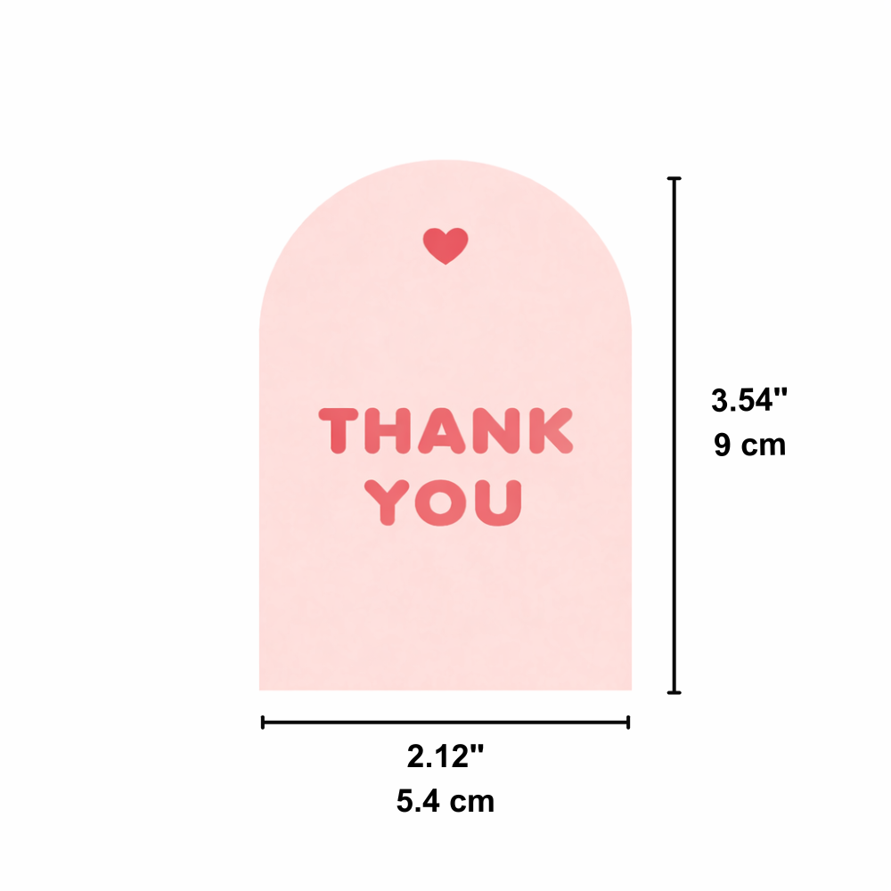 3.54x2.12" Pink Arch "Thank You" Seal Stickers | Decorative Labels - size