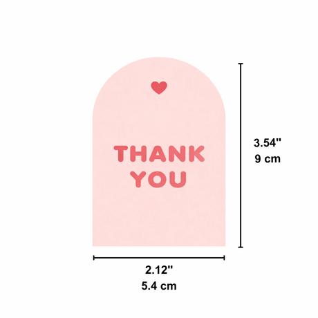 3.54x2.12" Pink Arch "Thank You" Seal Stickers | Decorative Labels - size