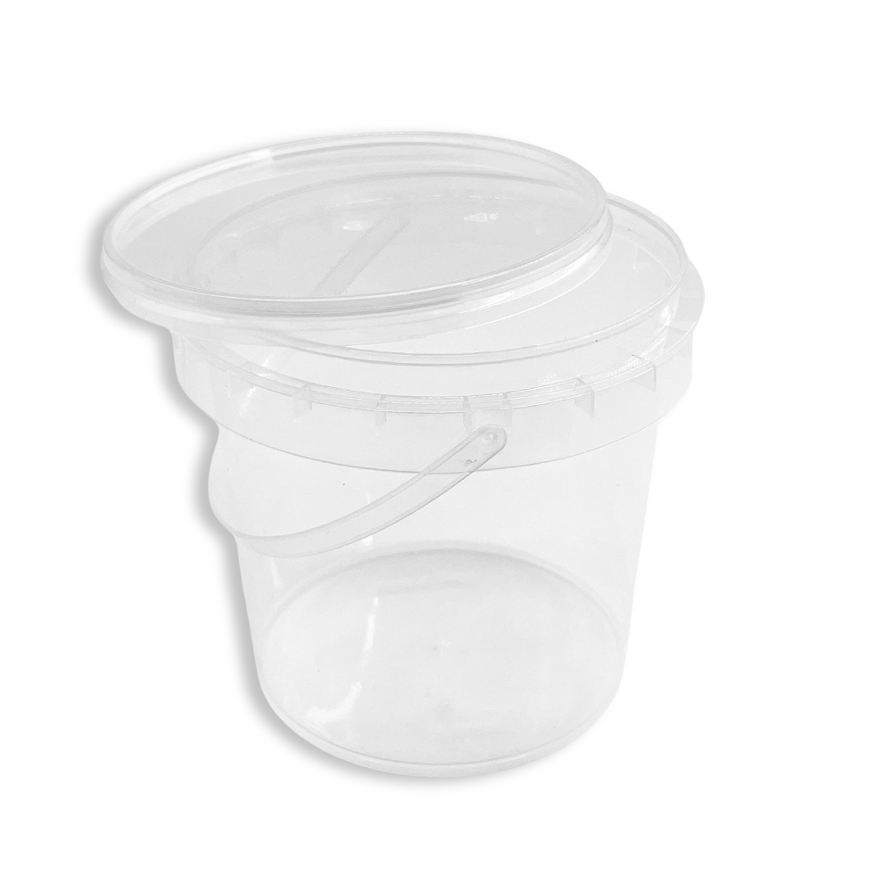 Seau à dessert transparent en PP de 34 oz avec couvercle et poignée - 100 ensembles