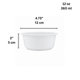 360FBM | 12oz Microwaveable PP White Round Bowl | 120mm Top (Base Only) - size