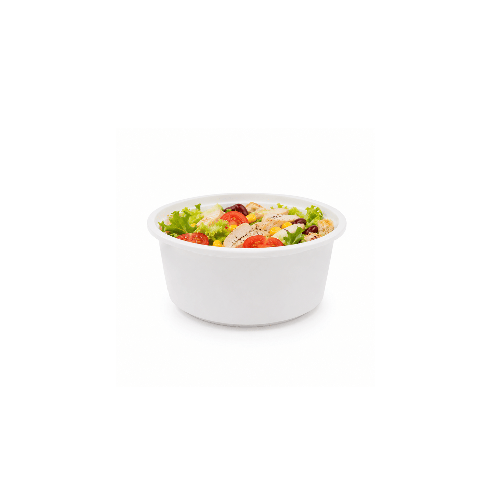 360FBM | 12oz Microwaveable PP White Round Bowl | 120mm Top (Base Only) - with food