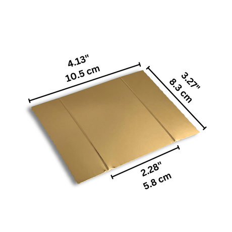 4.13x3.27" Shiny Golden Rectangular Cookie Paper Pad - size