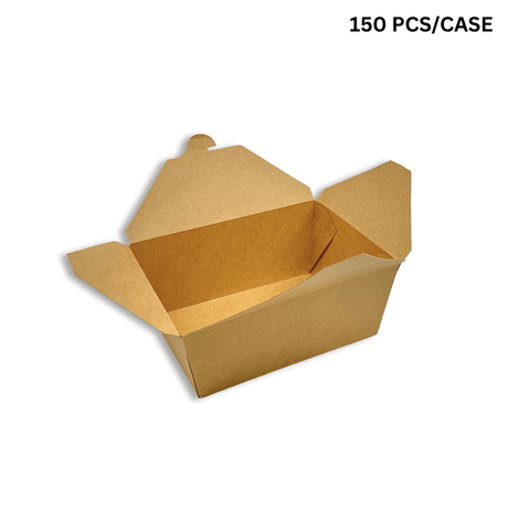 #4 | 96oz Kraft Foldable Paper Take Out Box | 7.76x5.5x3.5" - 150 pcs