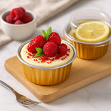 4oz Golden Aluminum Foil Baking Cup W/ Clear High Lid and tarts