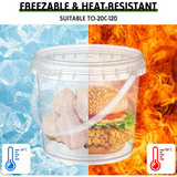 50oz PP Clear Dessert Food Storage Round Bucket W/ Lid & Handle