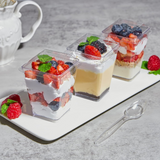 5oz Clear Trapezoid Mini Mousse Cup Dessert Cup W/ Lid - with mousse