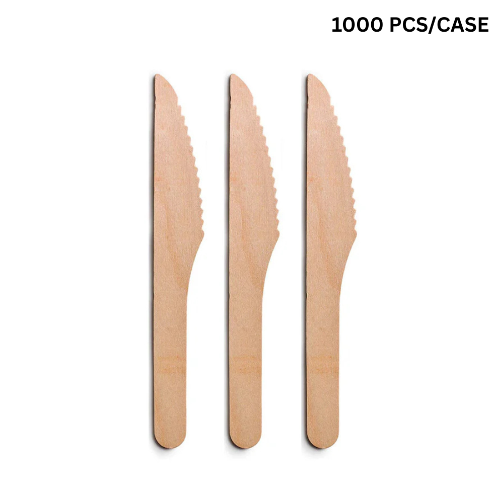 Three wooden knives on a white background with '1000 PCS/CASE' text.