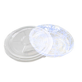 #63 PET | 13" Blue Maple Pattern Round Sushi Party Tray W/ Lid - open